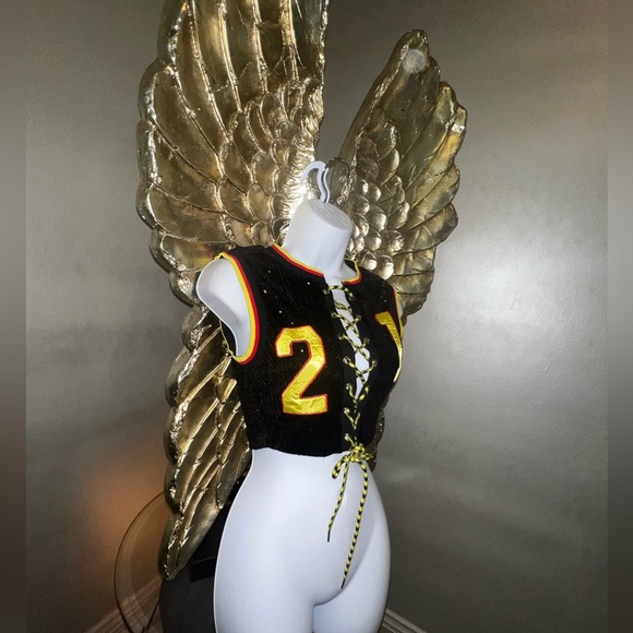 Sassy & Bold: Shane Justin Sequin Lace-Up Crop Top, Small - Picture 8 of 15